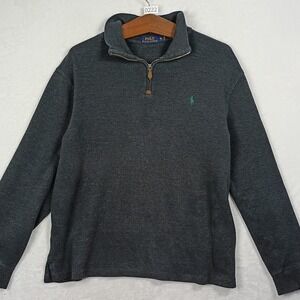 Polo Ralph Lauren Men XL Quarter Zip Pullover Sweater Charcoal Grey Heather Pony